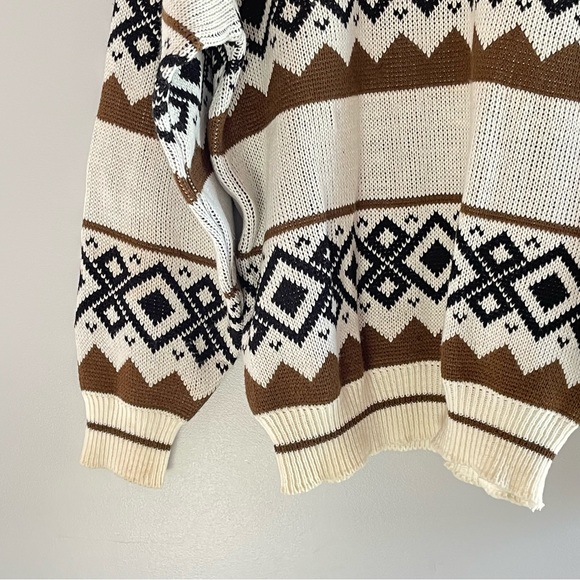 Vintage Oversized Slouchy Knit Crewneck Grandpa Dad Sweater Light Academia - Picture 6 of 8